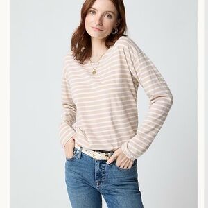 NWOT J Crew Striped Beige and White Women's Top Sz XS